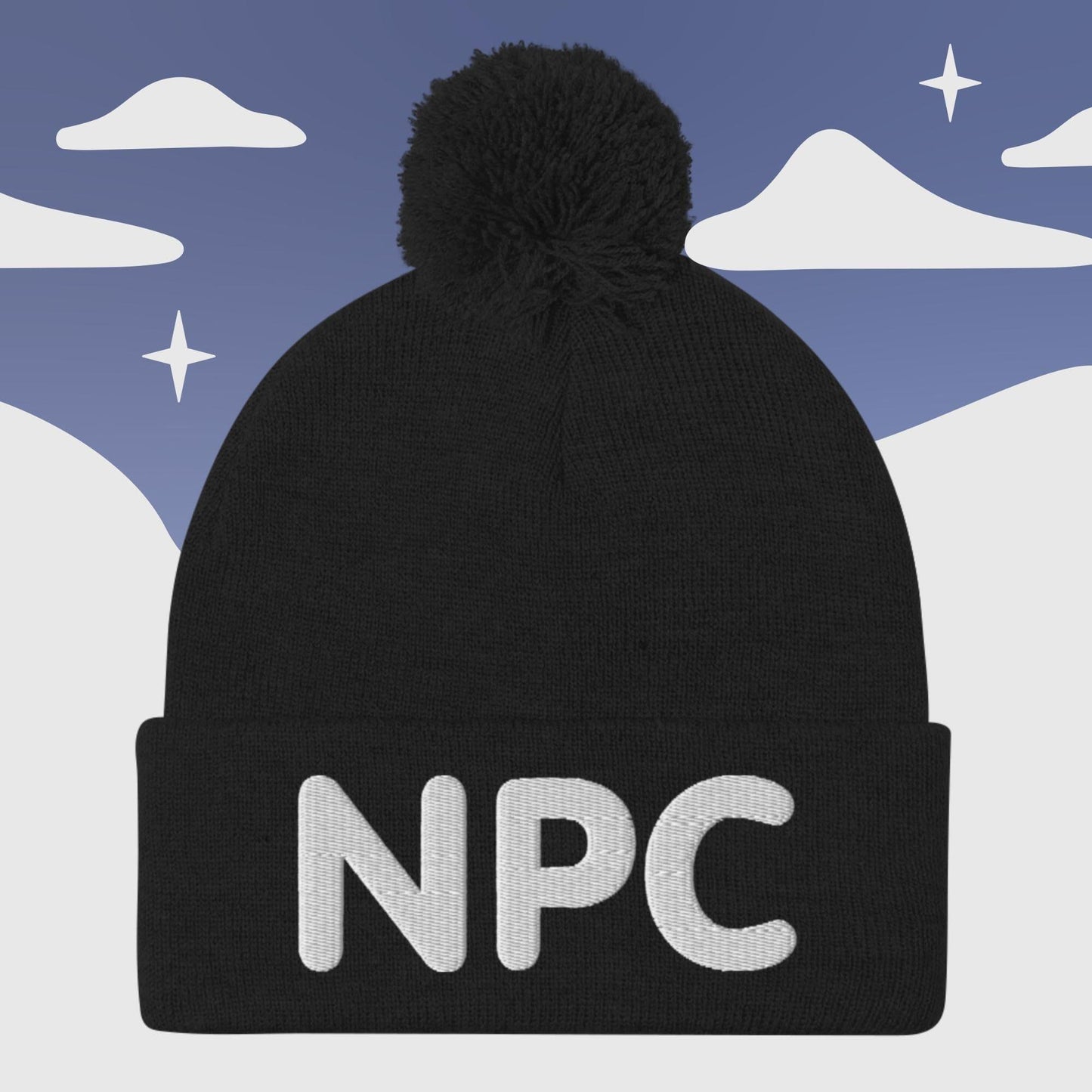 NPC - Pom-Pom Beanie Sage Graphics Black