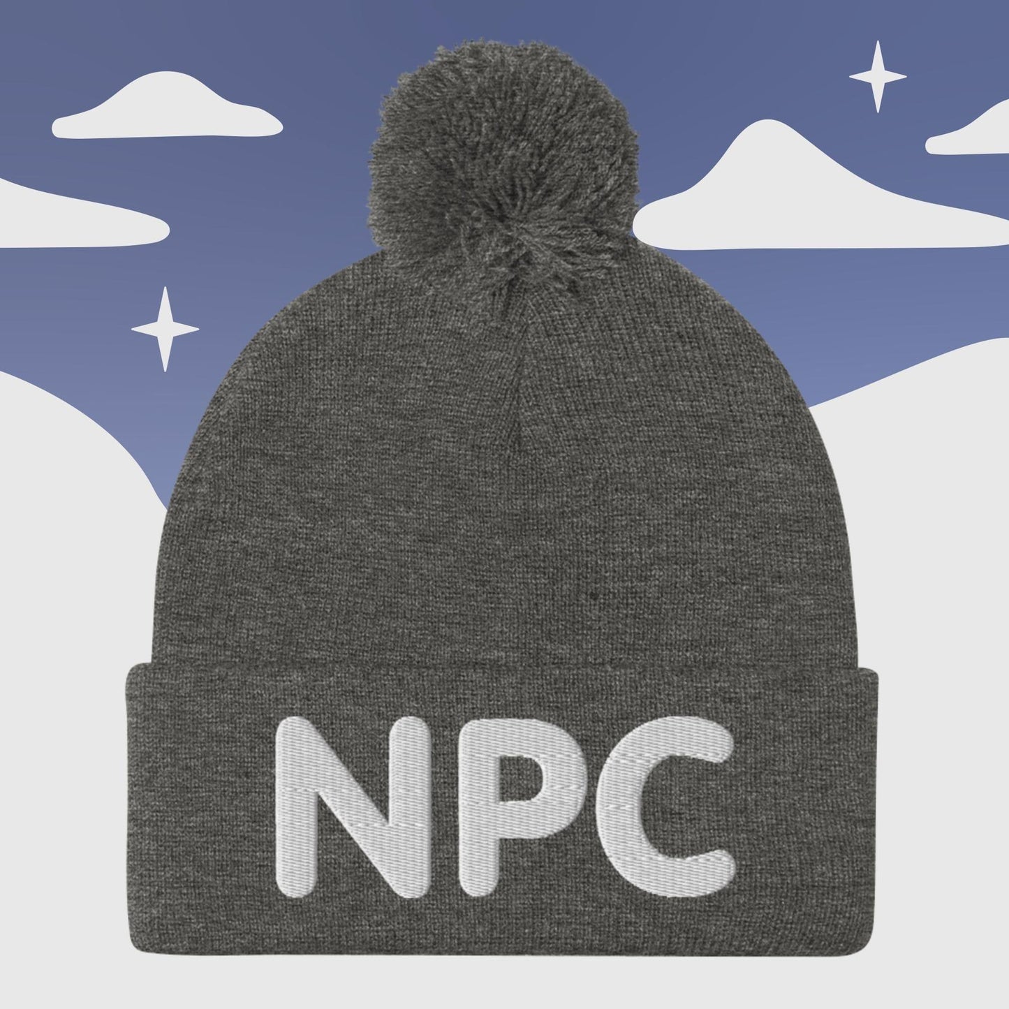 NPC - Pom-Pom Beanie Sage Graphics Dark Heather Grey