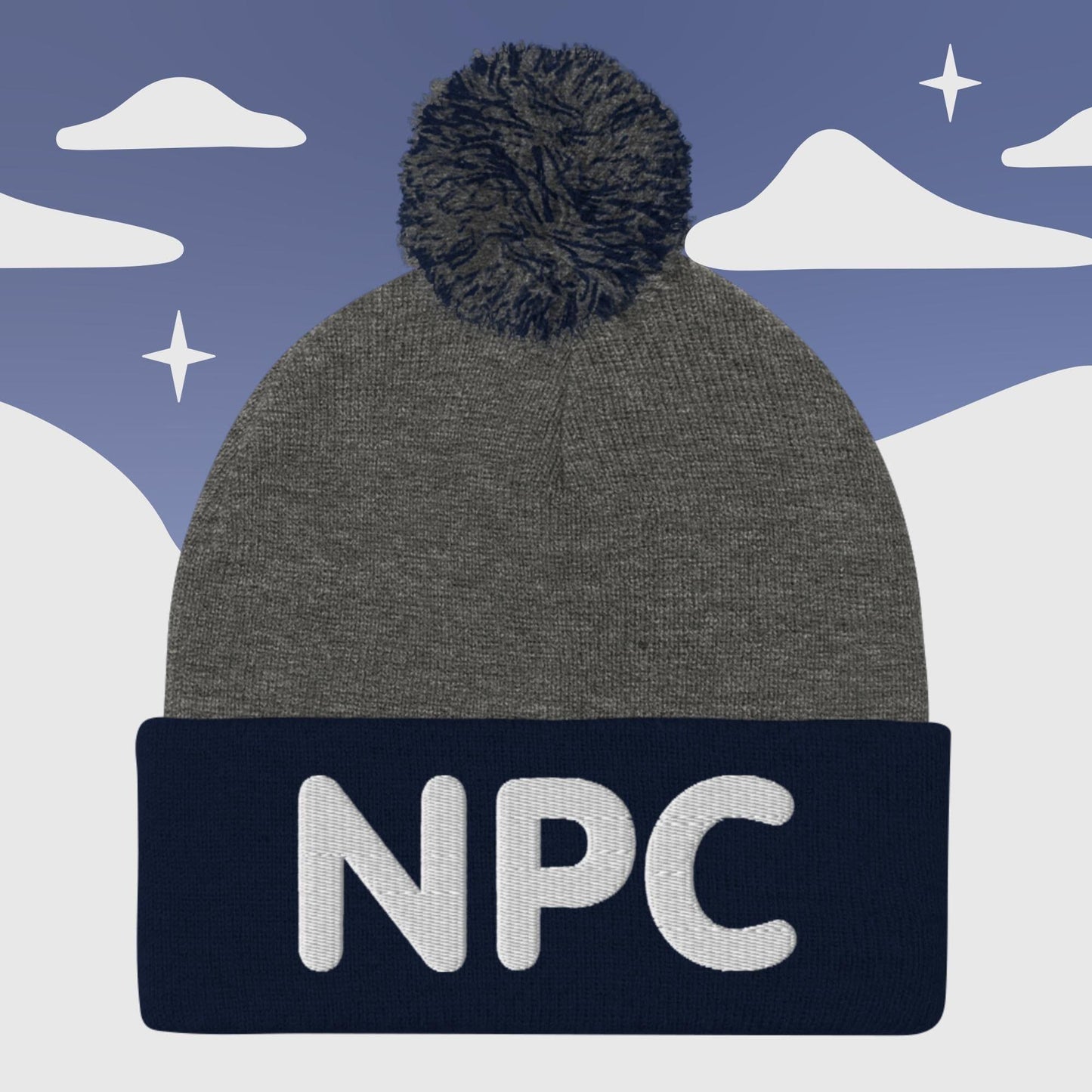 NPC - Pom-Pom Beanie Sage Graphics Dark Heather Grey/ Navy