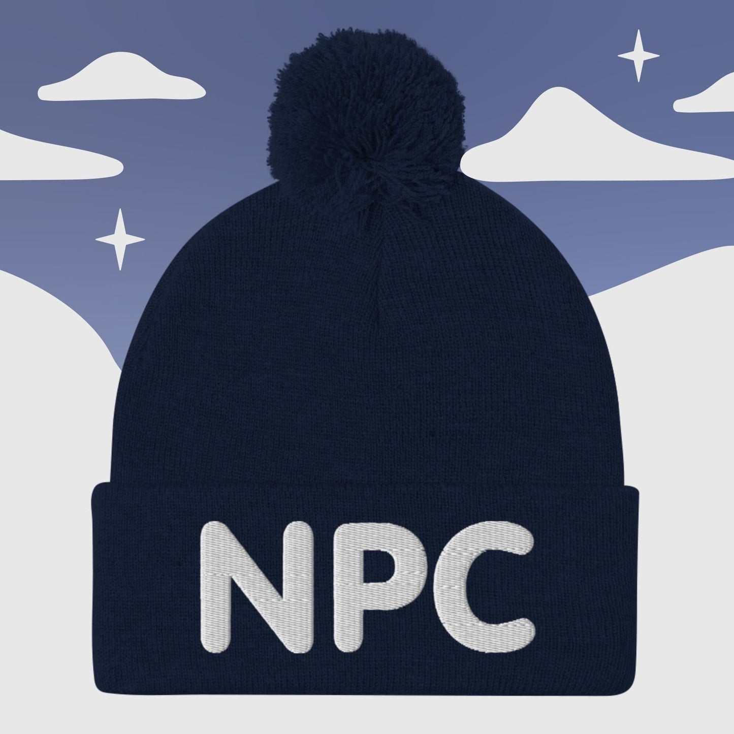 NPC - Pom-Pom Beanie Sage Graphics Navy