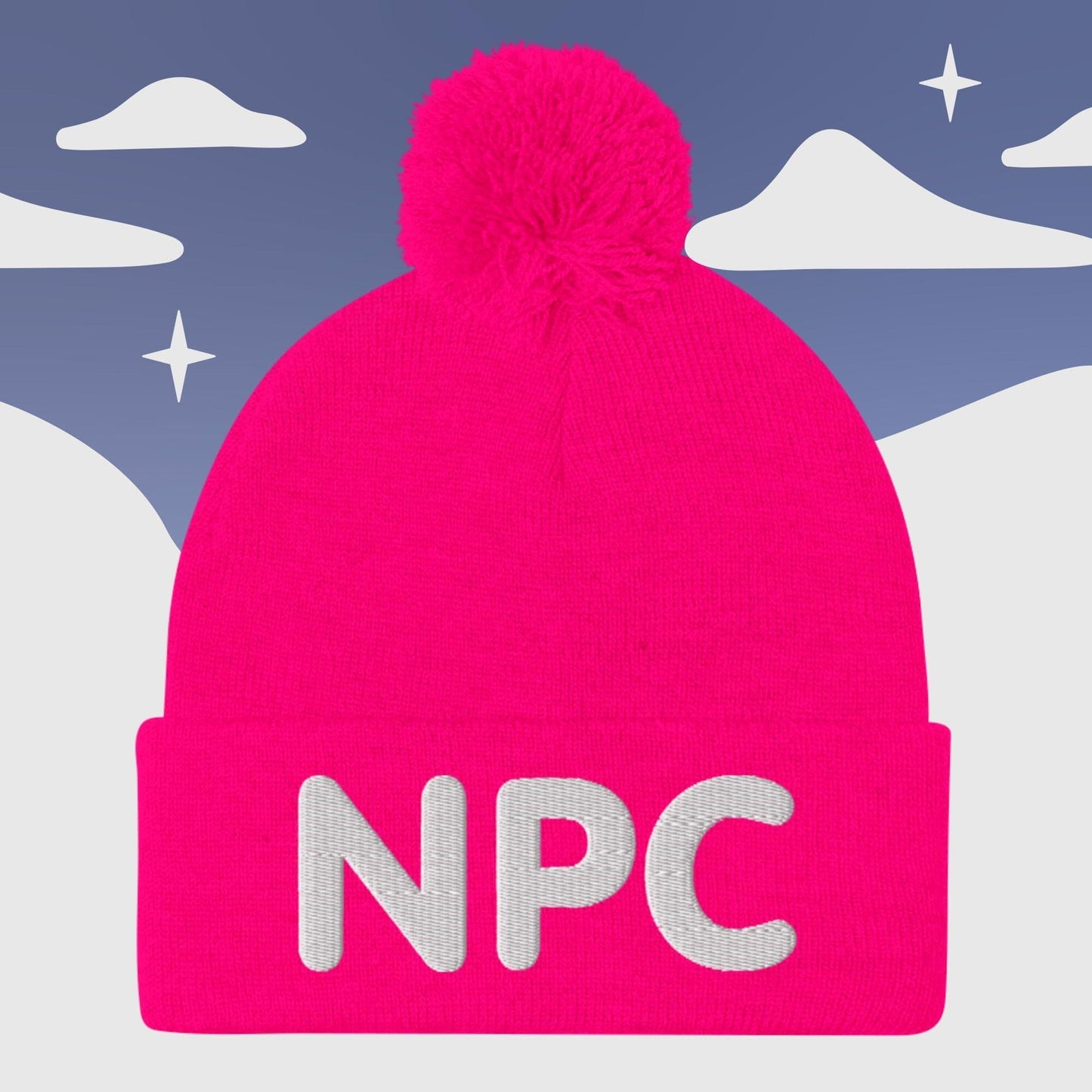 NPC - Pom-Pom Beanie Sage Graphics Neon Pink