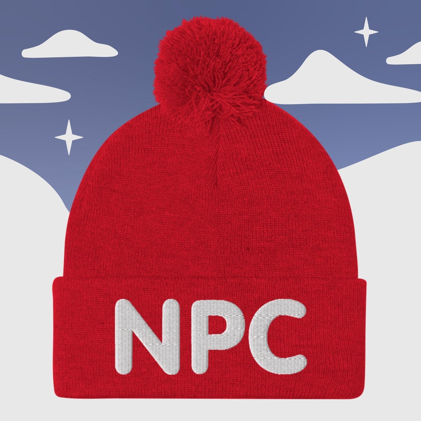 NPC - Pom-Pom Beanie Sage Graphics Red
