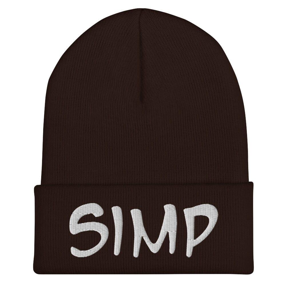 "SIMP" Cuffed Beanie Sage Graphics Brown