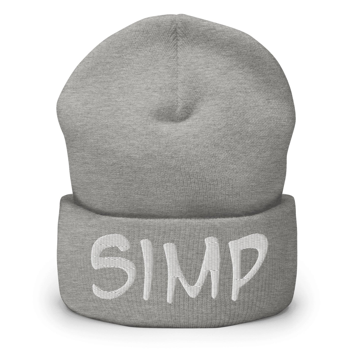 "SIMP" Cuffed Beanie Sage Graphics Heather Grey