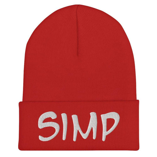 "SIMP" Cuffed Beanie Sage Graphics Red