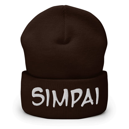 "Simpai" Cuffed Beanie Sage Graphics Brown 