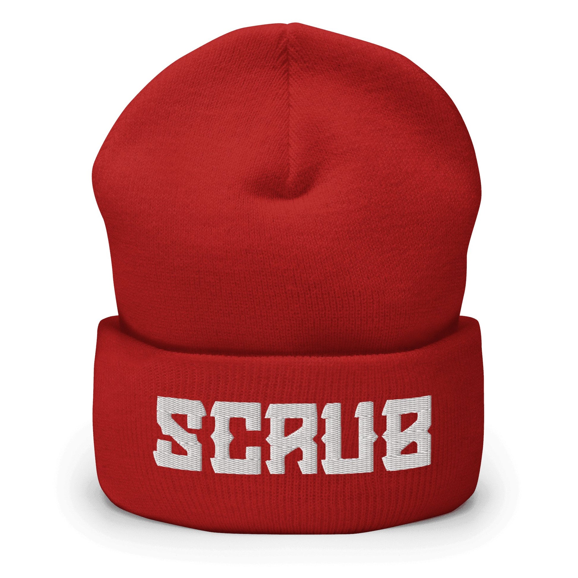 "Scrub" Cuffed Beanie Sage Graphics Red 