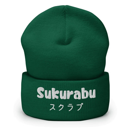 "Sukurabu" (Scrub) Cuffed Beanie Sage Graphics Spruce 